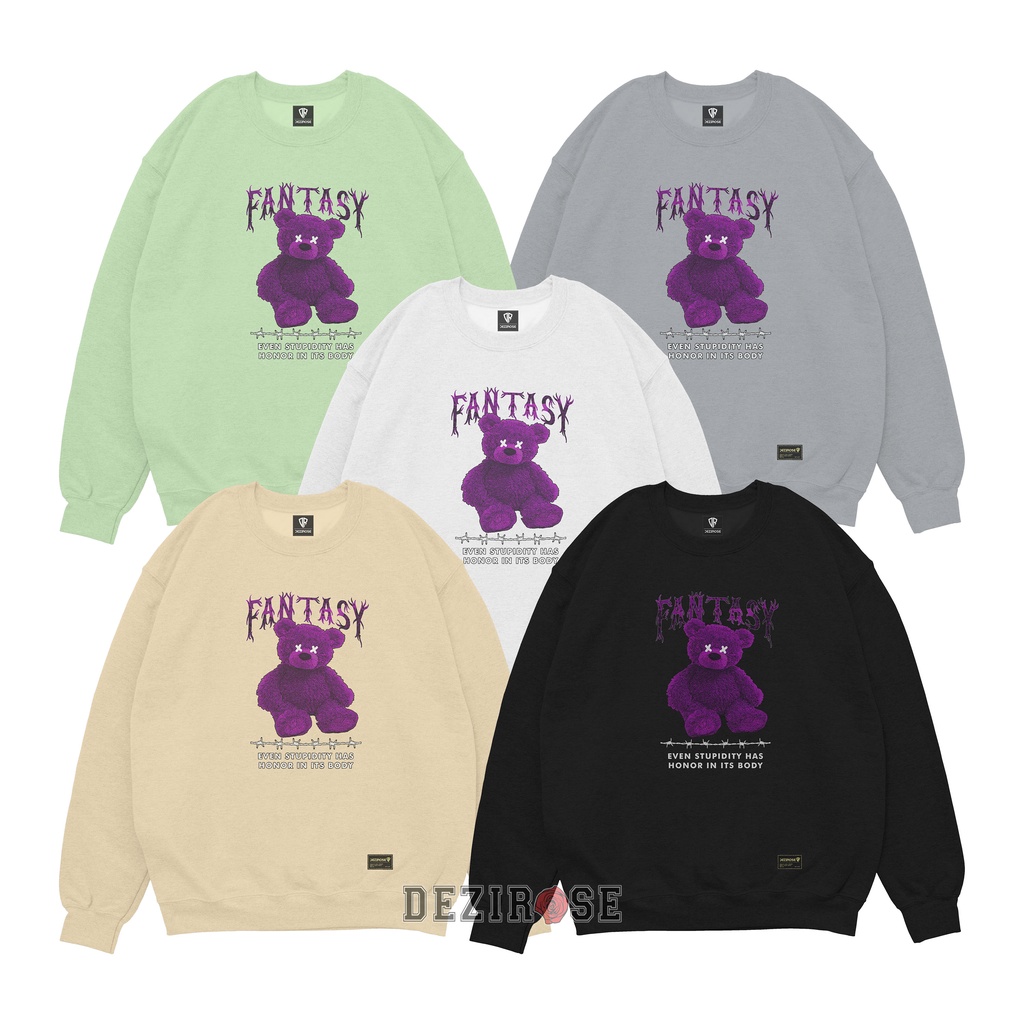 DEZIROSE Sweater Crewneck Bear Fantasy (Sablon) Size M-XXL ( Pria &amp; Wanita )