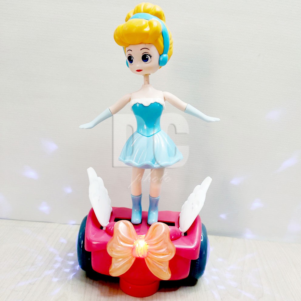 Ice Princess Balancing Car Mainan Board Scooter Boneka Bisa Jalan Nyala Musik Frozen Sleeping Beauty