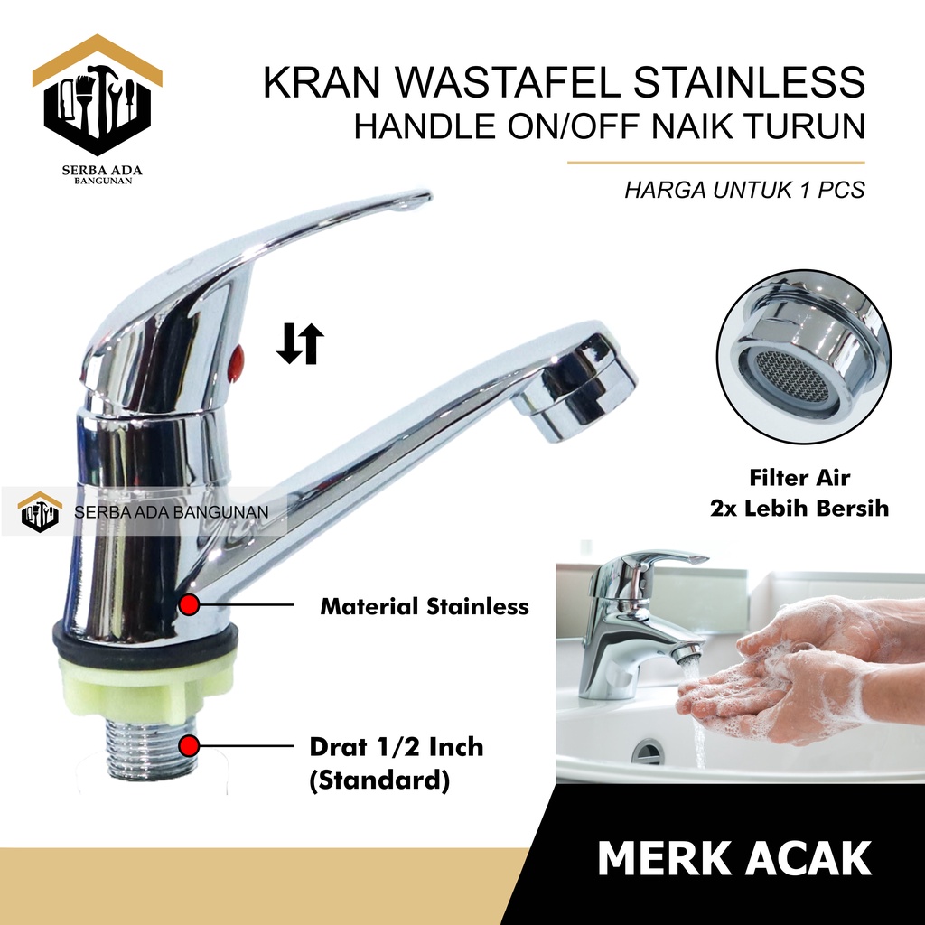 KRAN WASTAFEL CUCI TANGAN BAHAN BABET STAINLESS TEBAL (BUKAN PVC YA) KUALITAS TEBAL KUAT TERMURAH