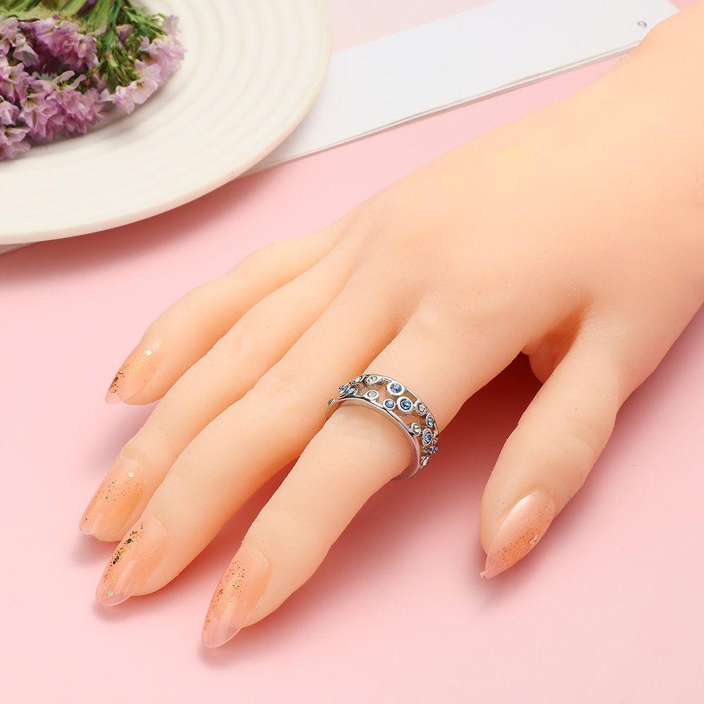 R-flower 1PC Cincin Batu Biru Bahan Alloy Perhiasan Fashion Untuk Wanita