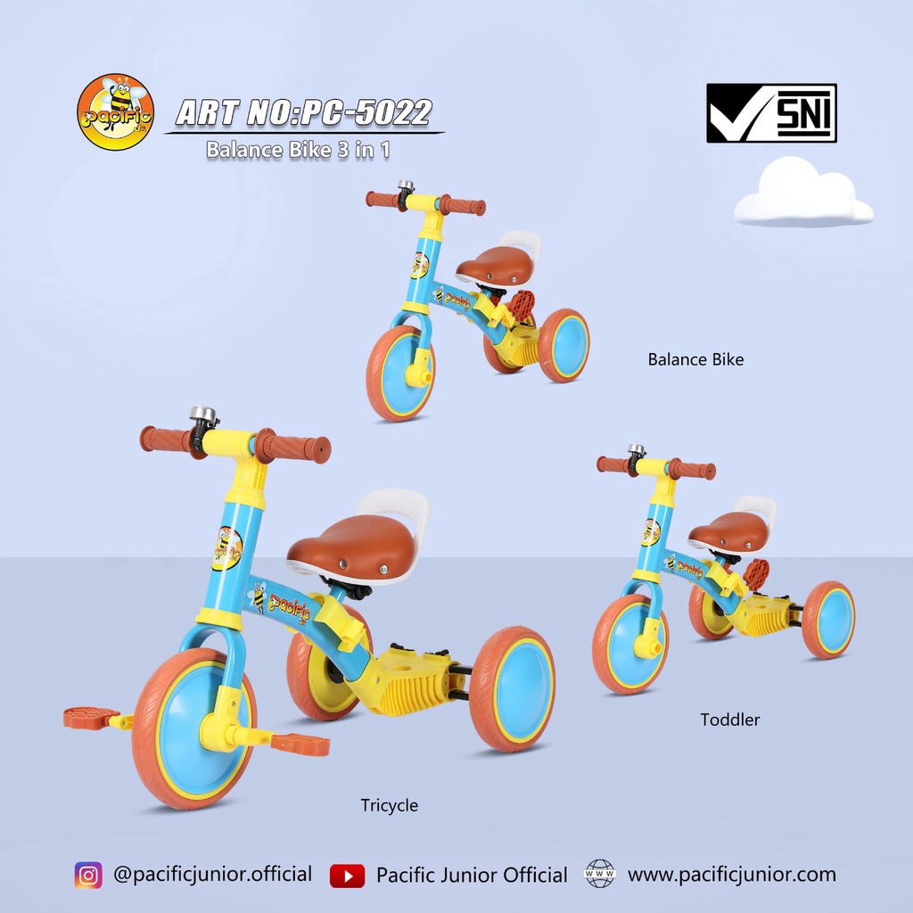 Exotic ET-709 ET709 ( 4 in 1 ) Bisa Jadi Balance Bike Push Bike Sepeda Anak Roda Tiga ET 5511 ET5511 ET 5512 ET5512