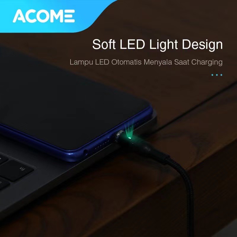 Acome Kabel Data Strong Magnetic Fast Charging 2.4A 100 cm Garansi Tahun AXM – Plug Micro USB