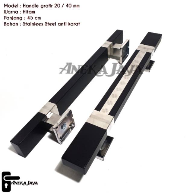 Handle Pintu rumah  / Tarikan Pintu / Pegangan Pintu minimalis Hitam 45 cm , 60 cm , 80 cm, 100 cm