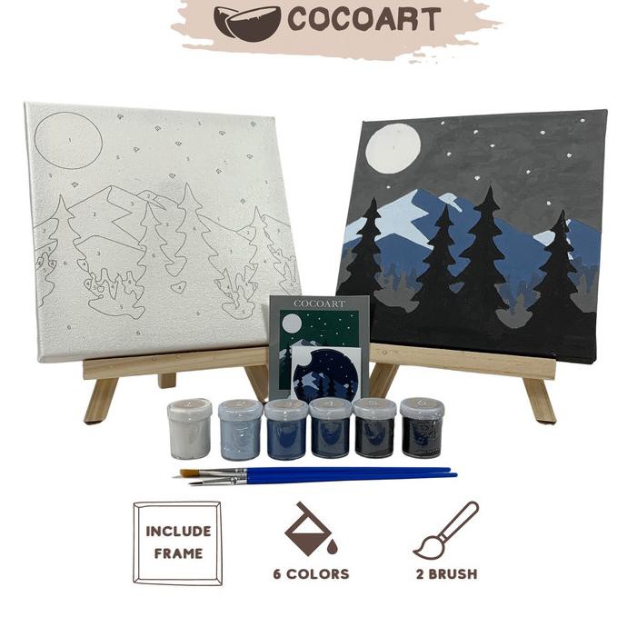 

PERALATAN MELUKIS COCOART.ID - PAINT BY NUMBER KIT ( NIGHT VIEW ) I KANVAS 20 X 20 CM ALAT LUKIS