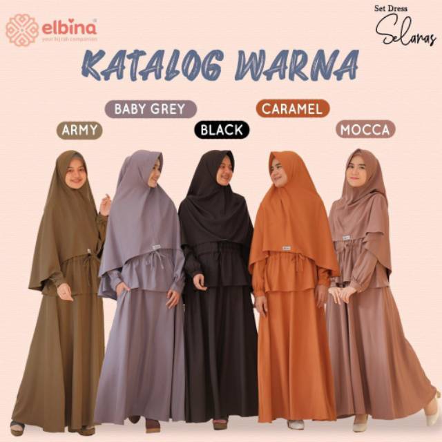 Set Dress + Khimar Selaras By Elbina Hijab