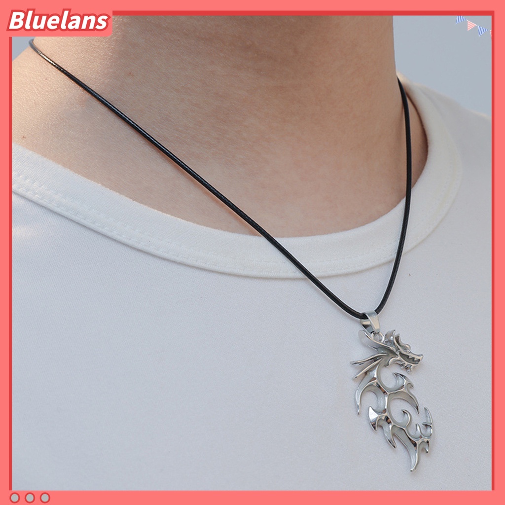 Kalung Liontin Naga Fluorescent Bahan Alloy Warna Silver Untuk Hadiah