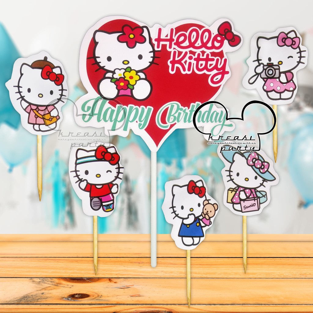 Cake Topper Hello Kitty Topper Cake Hello Kitty Topper Cup Cake Shopee Indonesia