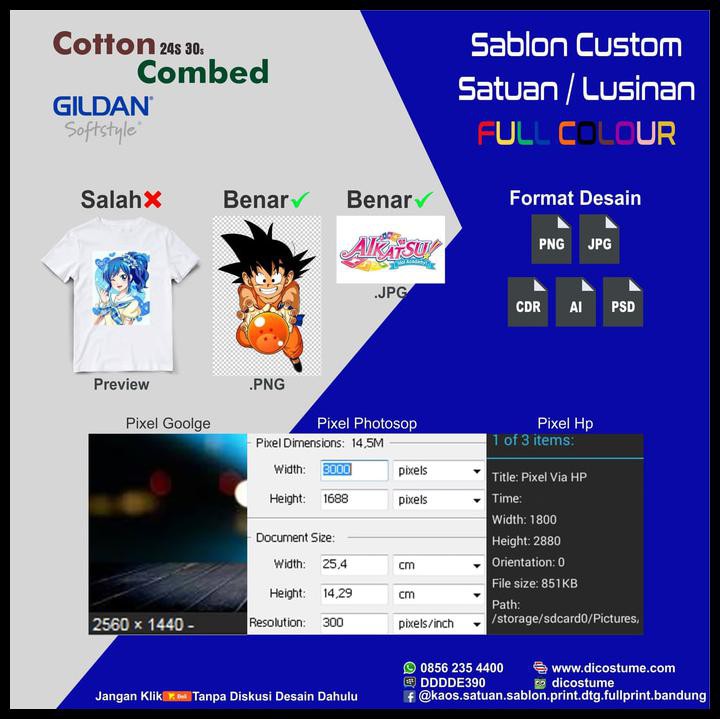 EKSKLUSIF KAOS SATUAN SABLON PRINT DTG DESAIN SENDIRI A4
