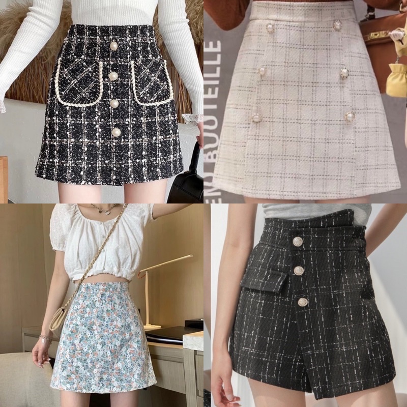 [Ready Stock] Biscuit Skirt Korea Rok Tweed Skort Jadyn Ethereal YoonSeRi