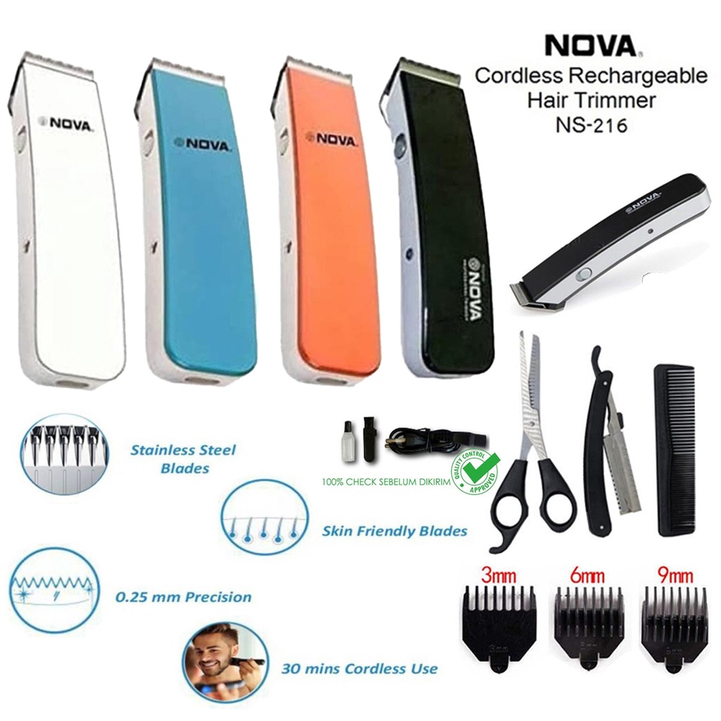 Alat Mesin Cukur Rambut Kumis Jenggot Nova NS - 216 Hair And Beard Trimmer / Alat Cukur Nova / Mesin Cukur Rambut Cas Elektrik / Grooming Personal