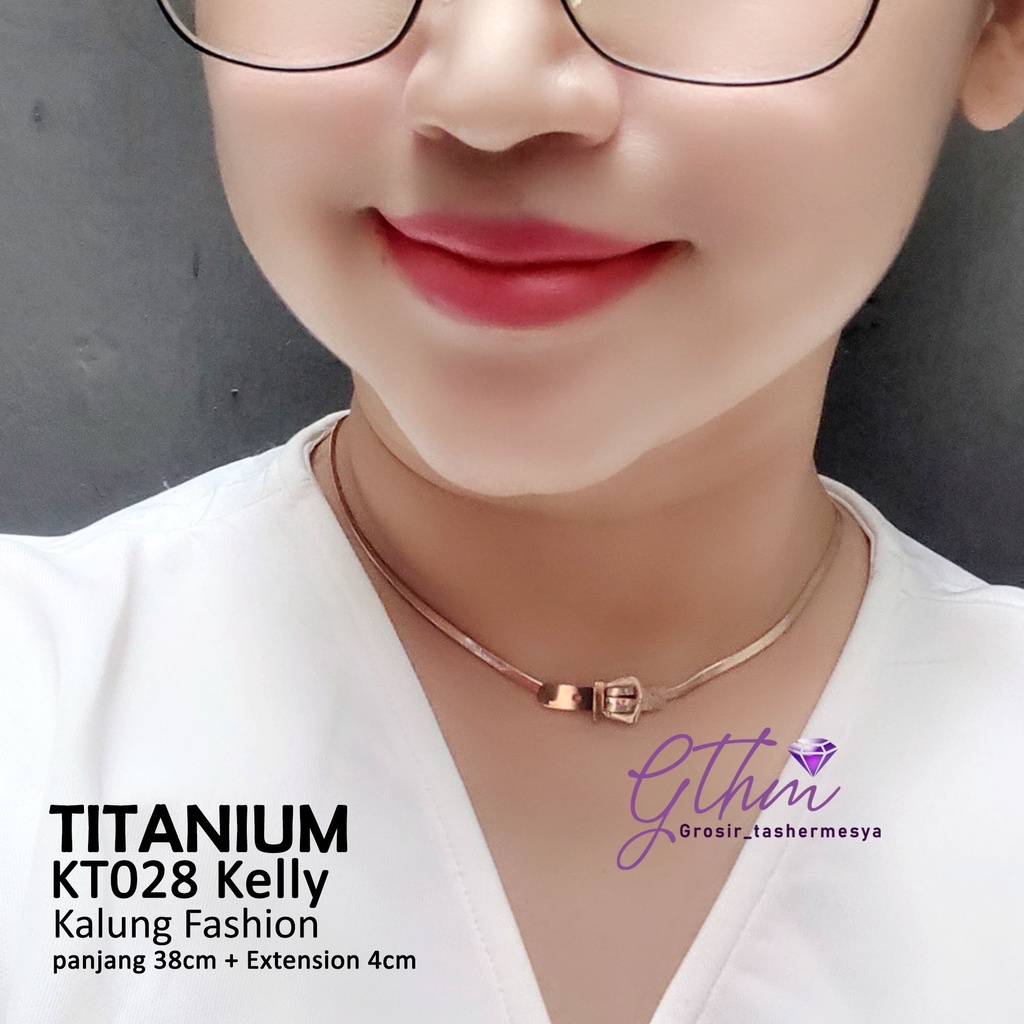 Kalung Titanium Branded Kelly Pipih Perhiasan Fashion Import Premium KT028 GTHM