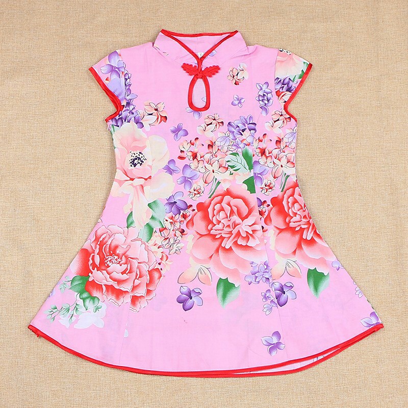 Dress Cheongsam Flower Anak Import Baju China CNY Qipao Import