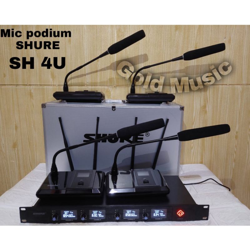 MIC MEJA WIRELESS 4 MIC SHURE PODOUM MEETING WIRELESS SYSTEM 4MIC WIRLEESS