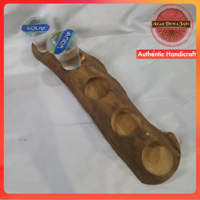 Tempat Gelas Air Mineral Kayu Jati Alami