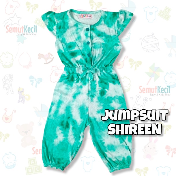 SHIREEN 0-2,5 THN JUMPSUIT ANAK BAYI PEREMPUAN Jamsuit Jumsuit Panjang Kaos Baju Anak Bayi Baby Girl Bobo Kids-2J DyeWhiteGreen