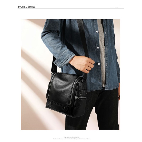 Tas kulit bahu pria asli kulit tas selempang kulit asli pria asli kulit sapi - tas kulit garut asli