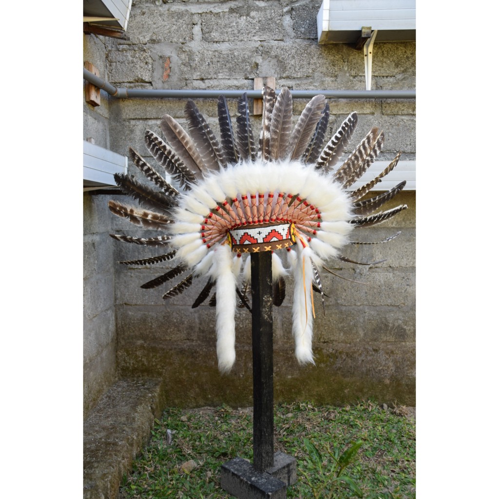 TOPI INDIAN - INDIAN HEADDRESS SMALL KALKUN MONTE BLURIK-AS STOCKED