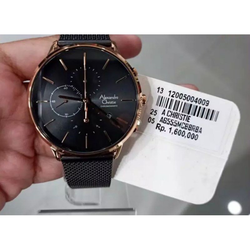 Promo Jam Tangan Pria Original Alexandre Christie AC 6555 MC BLRG (black rosegold)