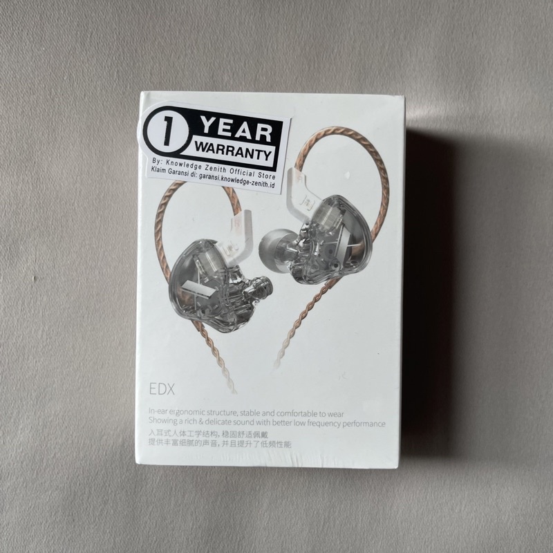 Knowledge Zenith KZ EDX Dynamic Driver - Stage Monitoring Earphone In Ear Headphone Headset Special Edition-SilverCab Trans