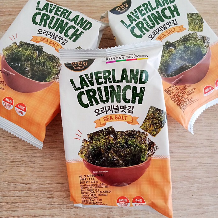 

SNACK SEAWEED KOREA LAVERLAND CRUNCH SEA SALT ISI 9 PACK 4.5 GRAM