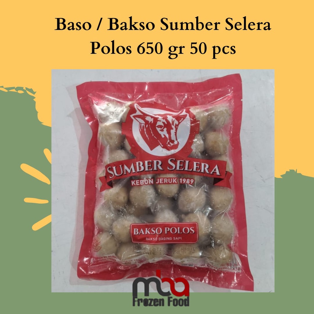 Baso / Bakso Sumber Selera Polos 650 gr 50 pcs - FROZEN FOOD