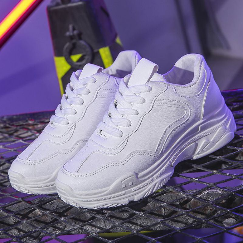 Sepatu Wanita Putih Polos Tebal Sepatu Sneakers Perempuan Import Original