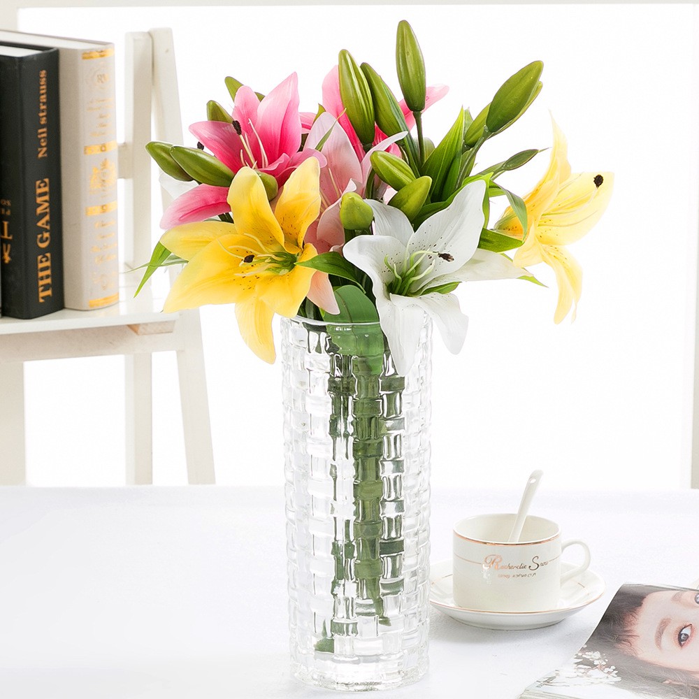 1 Pc 3 Kepala Bunga Buatan / Palsu Lily Floral Home Wedding Party Decor