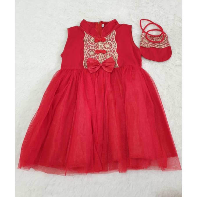 dress anak merah/baju imlek/ dress anak