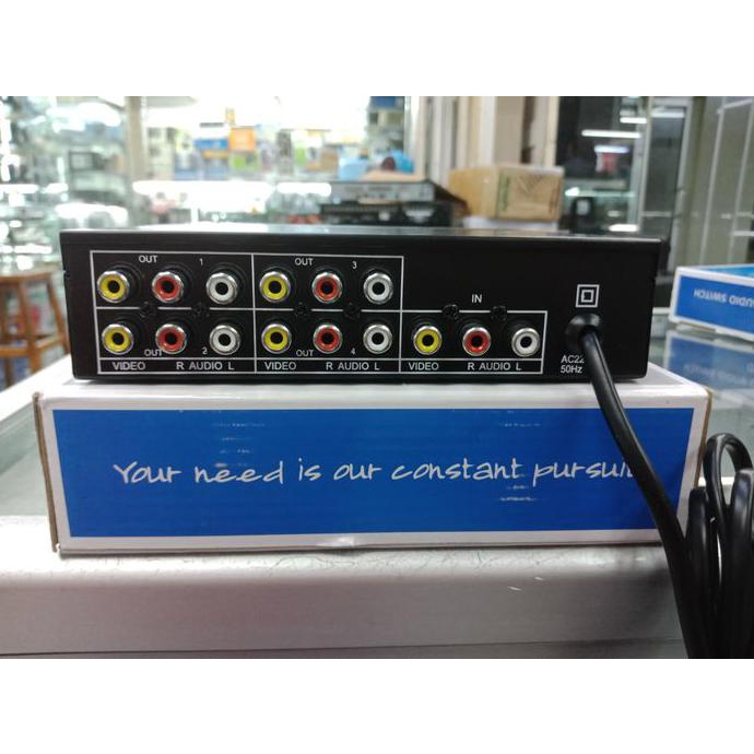 Mudah Video Audio Amp Splitter Rayden Sb-104Va Pembagi Rca Video In 1.Out 4 Trendi