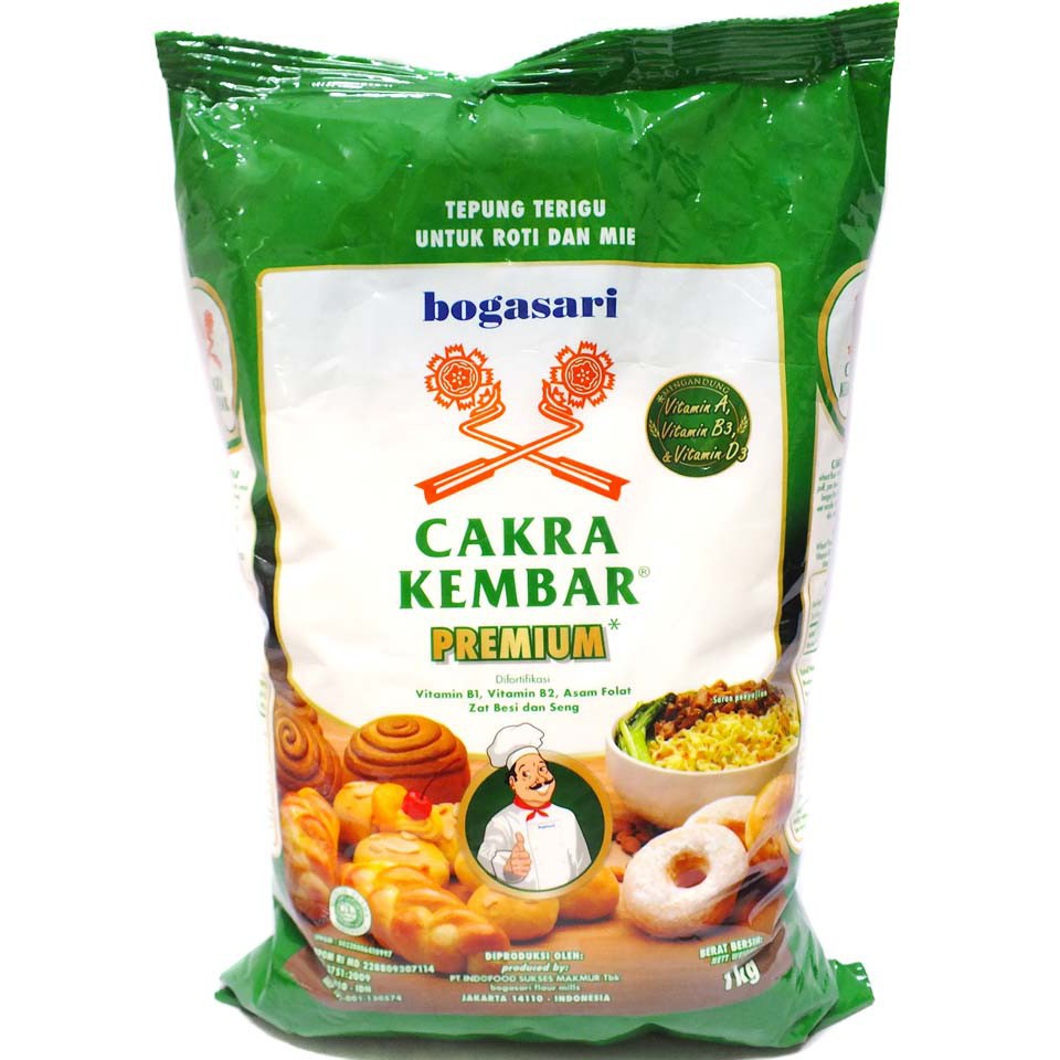 

Tepung Terigu BOGASARI CAKRA KEMBAR Kemasan PREMIUM 1kg 1 Kg Protein Tinggi untuk Makanan Roti Kue