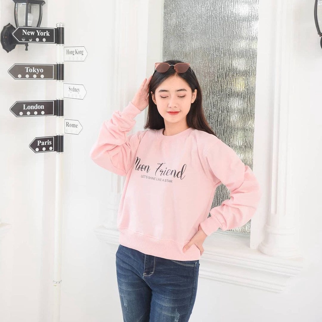 Nara Grosir - Moon Friend Sweater | 2 Varian Warna | Sweater Termurah