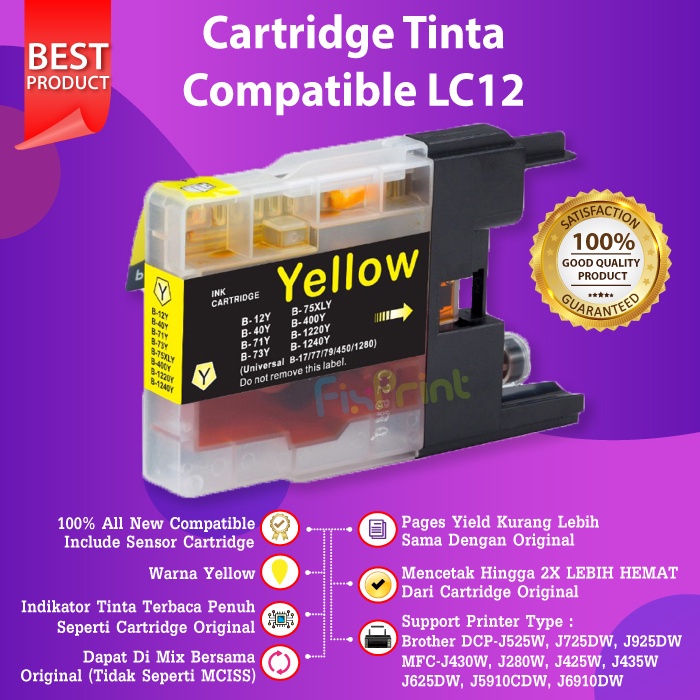 Tinta Cartridge LC12 LC40 LC71 LC73 LC75 LC400 LC1220 LC1240 Compatible Printer DCP-J525W J725DW J925DW MFC-J430W J280W J425W J435W J625DW J5910CDW J6910D