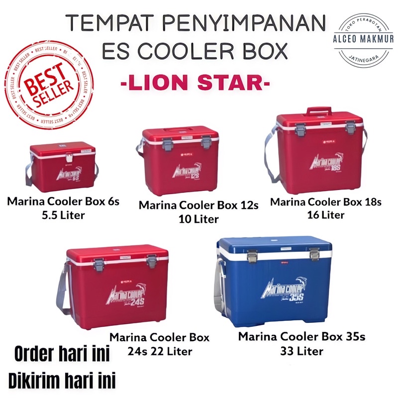 LION STAR - Marina Cooler Box 6s, 12s, 18s, 24s, 35s, 55s, 72s(Tempat Penyimpanan Es)