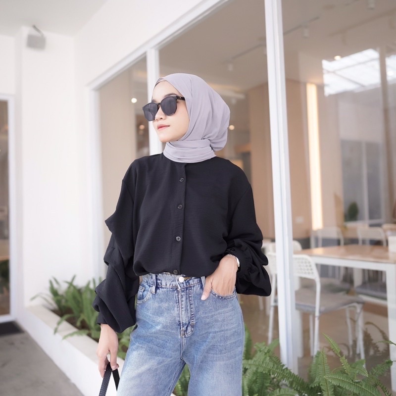 CUBITA TOP BLOUSE // KEMEJA CRINCLE OVERSIZE WANITA // WIRU BLUS // ALTA BLUSS OVER SIZE