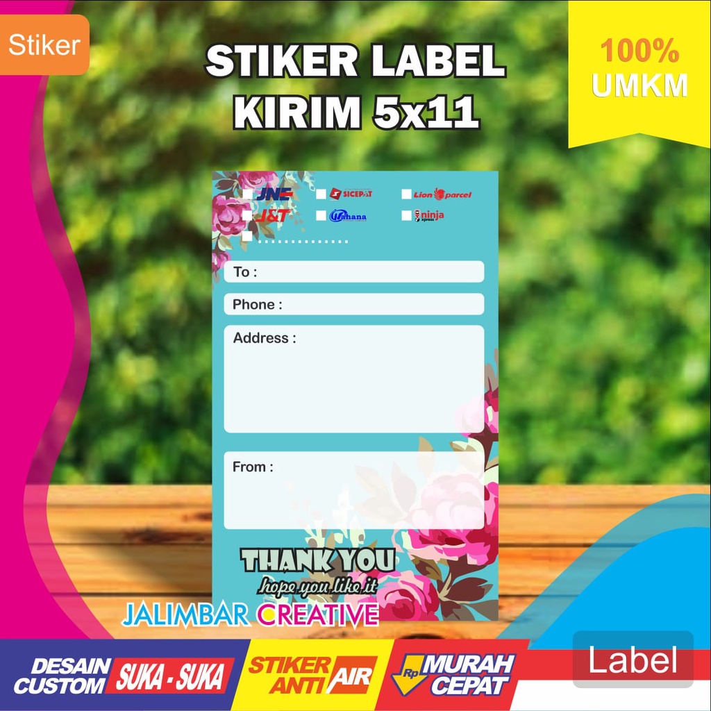 

Isi 100 - Stiker Label Pengiriman Onlineshop Olshop Custom Tegak Berdiri Standing Vertikal Ukuran 5 x 11 cm