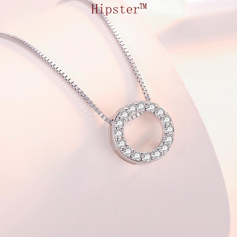 INS Style Mori Style Special Interest Light Luxury round Full Diamond Pendant Necklace