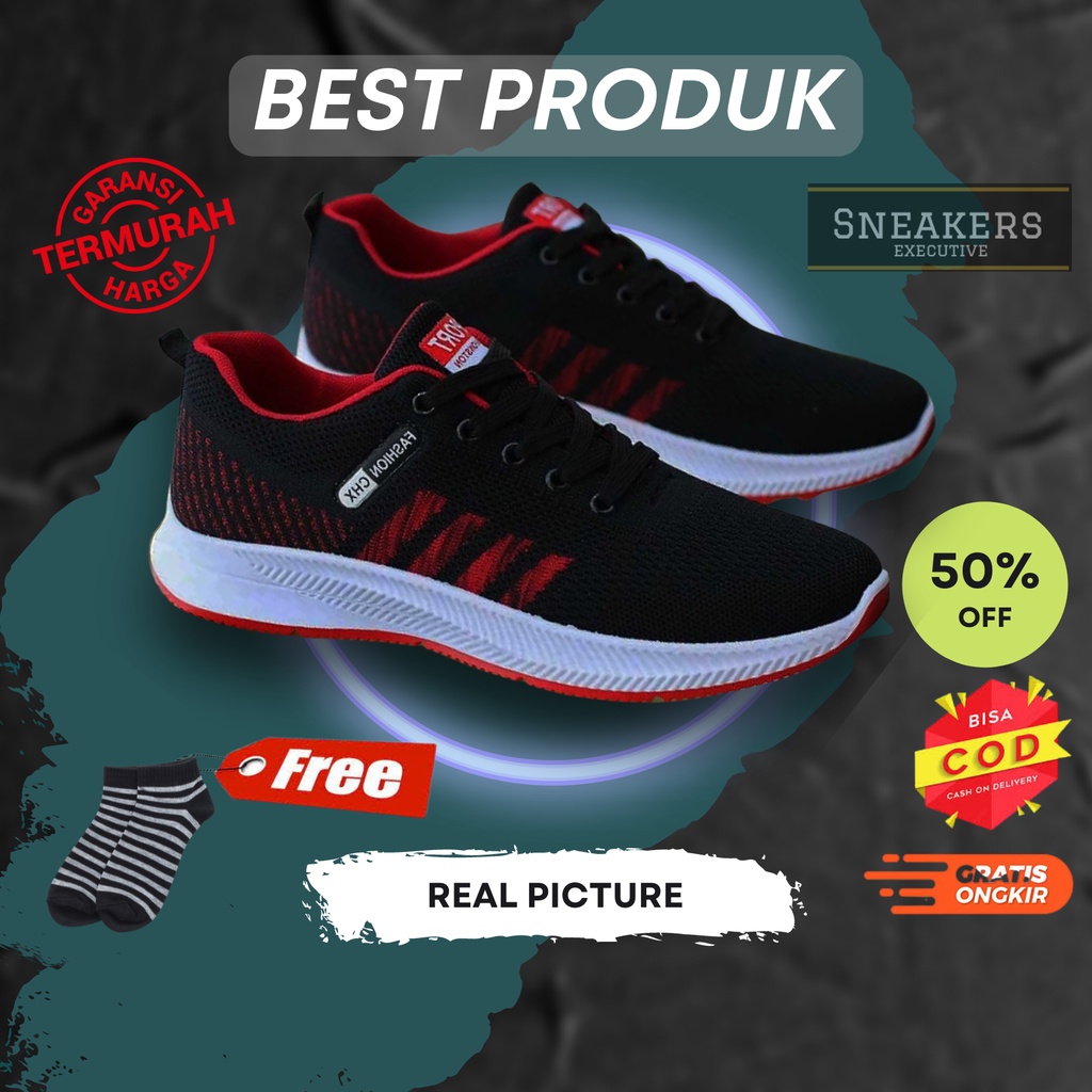 Sepatu Fashion Joging Anti Slip Pria Rubi Sneakers Shoes Laki Laki Sekolah Kuliah Tali Santai Wanita