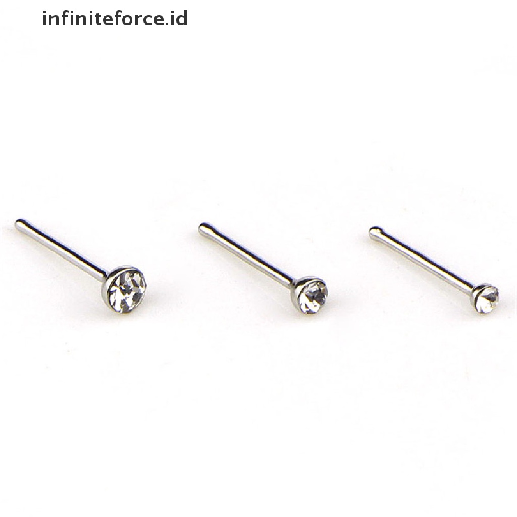 60pcs / Set Cincin Tindik Hidung Bahan Stainless Steel Aksen Berlian Imitasi