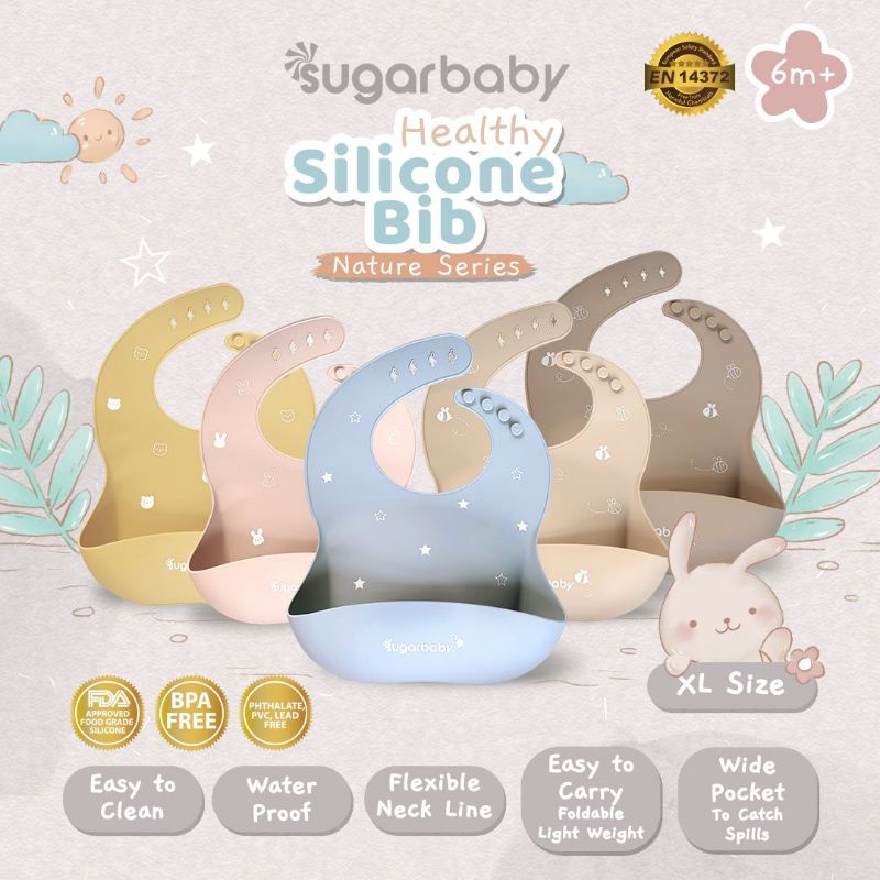 Sugarbaby healthy silicone bib nature series slaber tatakan makan