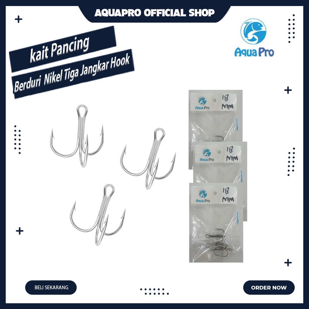 Aquapro Premium Kail Trible Treble Hook Triple Cabang Fukushima High Carbon Steel Treble Hook Tackle