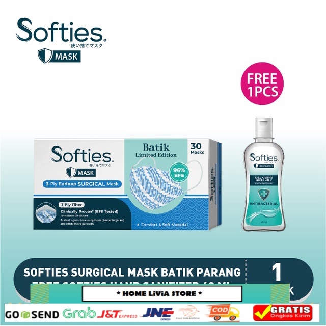 Softies Surgical Mask Parang Biru 30s