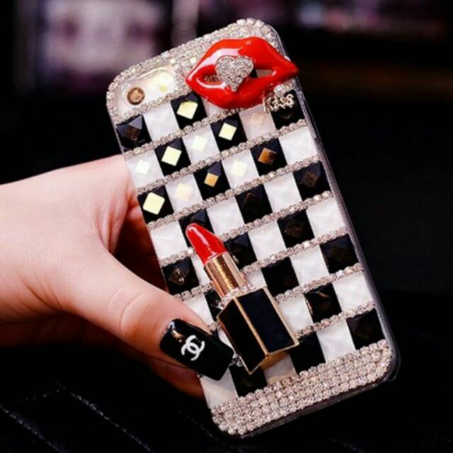 Case Oppo ip samsung Bling case lips BW Samsung A71 A51 Oppo F9 Samsung S11plus