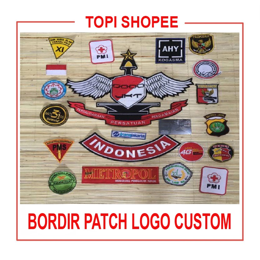 BISA ORDER 1 pcs Bordir logo bet badge  atau nama atau gambar emblem patch buat tempel di baju seragam  atau jaket