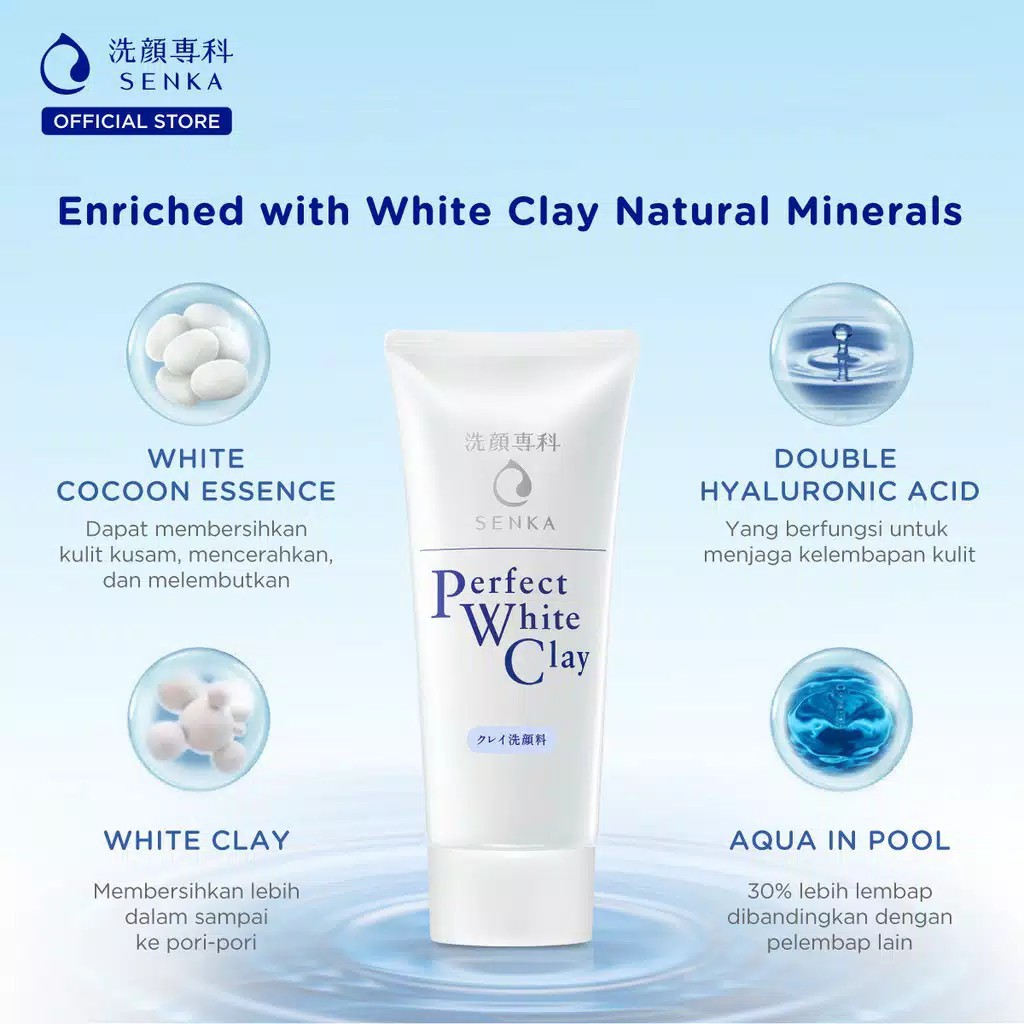 Senka Perfect White Clay Facial Wash 50g / 120g (100% Original)