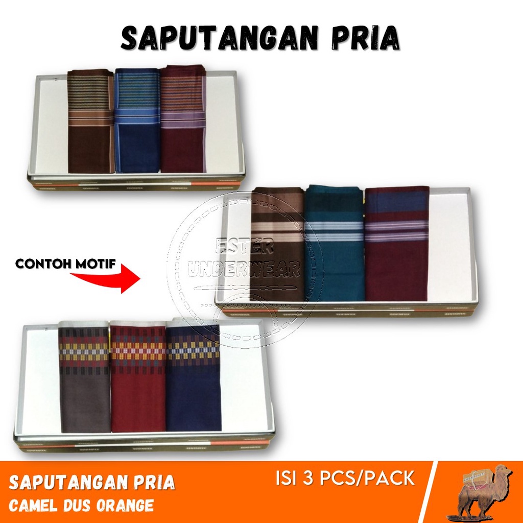 Saputangan Pria Camel Orange Halus isi 3Pcs