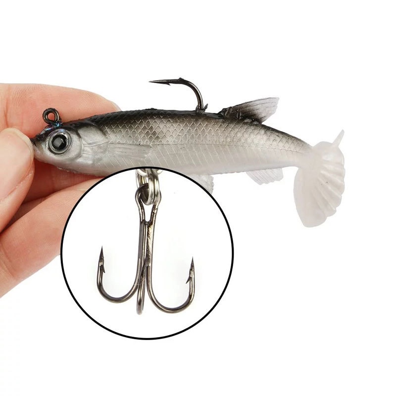 T-Tail Lembut Plastik Memancing Umpan 8 cm/13g Untuk Bass 3D Mata Swimbaits Treble Kait Dengan Dayung Ekor