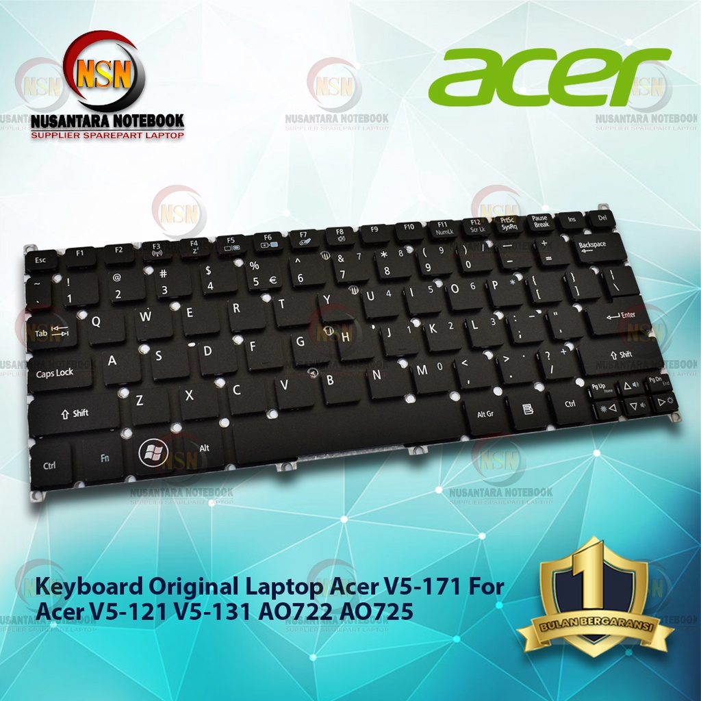 Keyboard Acer V5-171 For Laptop Acer V5-121 V5-131 AO722 AO725 Hitam