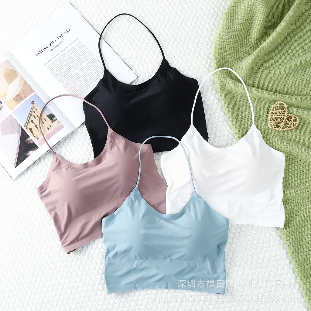 KINDS STORE ❤️ | Tali Bunder Top Bra dengan Tali Tipis Bahan Ice Silk Super Lembut