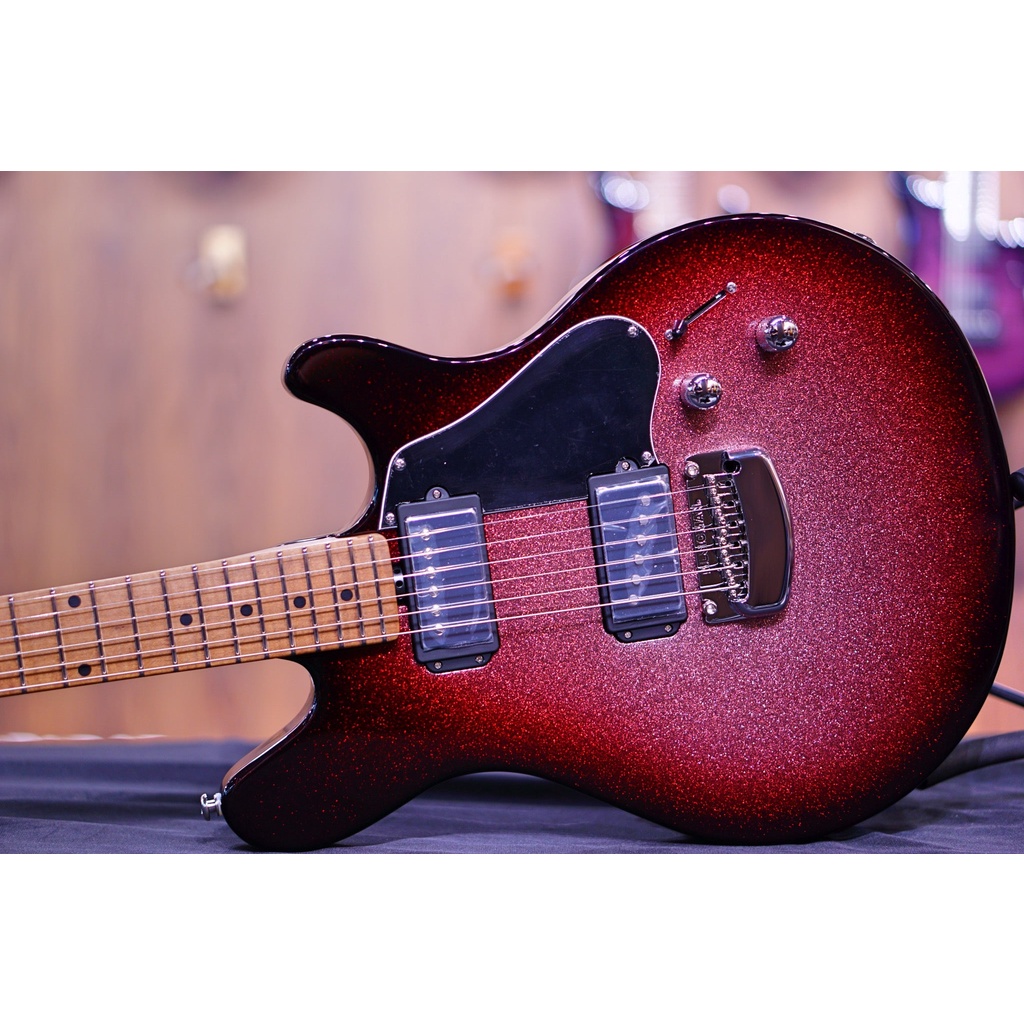 Ernie Ball Music Man Valentine Tremolo Electric Guitar - Maroon Sparkle Burst H00556