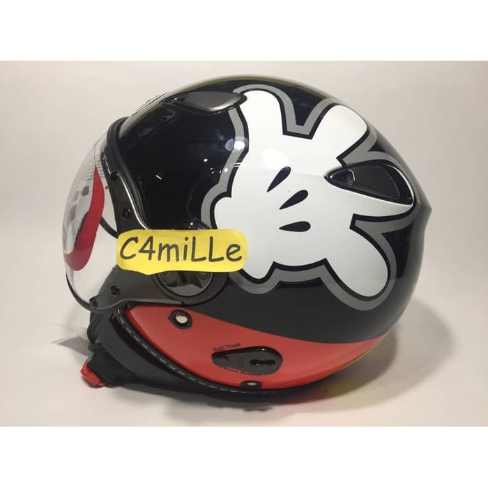 HELM RETRO KYT ELSICO MICKEY HAND BLACK RED HALF FACE